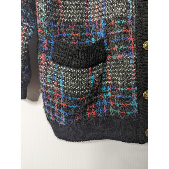 Vintage 80's Croft & Barrow Chunky Knit Tweed Cardigan V Neck Gold Tone Buttons - Picture 8 of 9